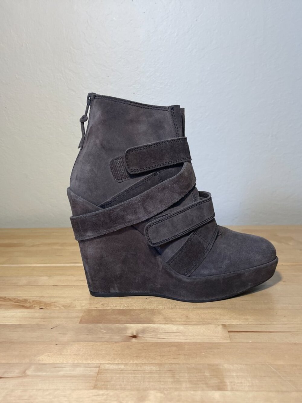 Stuart Weitzman Wildchild Platform Wedge Booties in Brown Suede